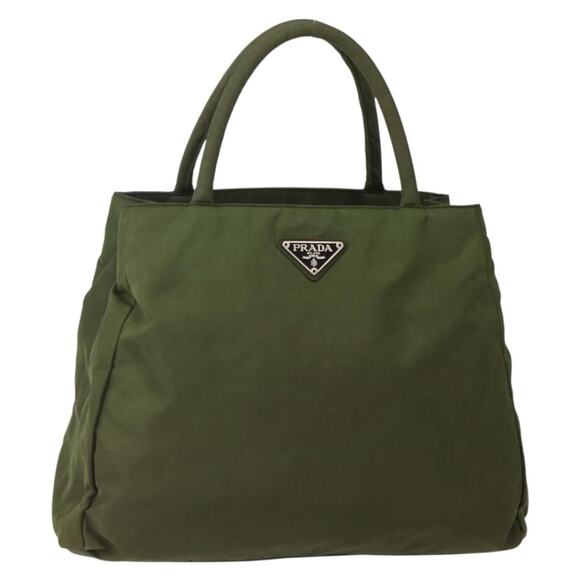 PRADA Hand Bag Nylon Khaki Silver - Picture 1 of 13